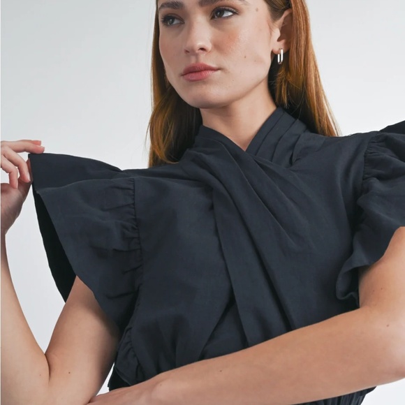 Christie High-Neck Crossover Front Mini Dress - Picture 4 of 8